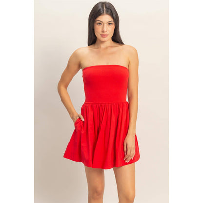 Strapless Flowy Mini Dress