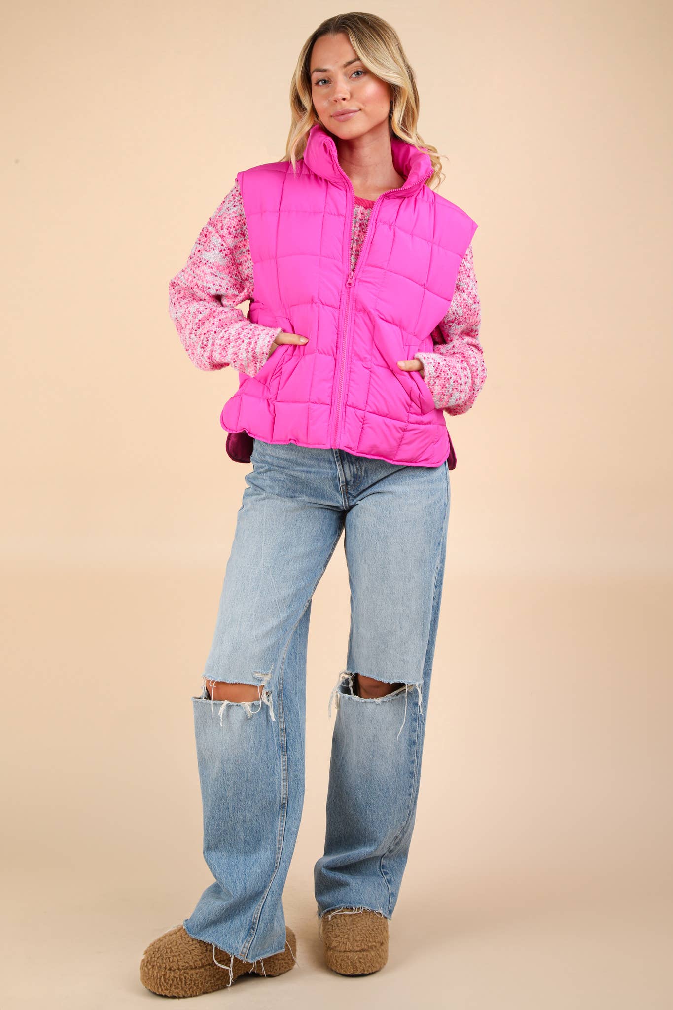 pink Puffer Padded Warm Vest