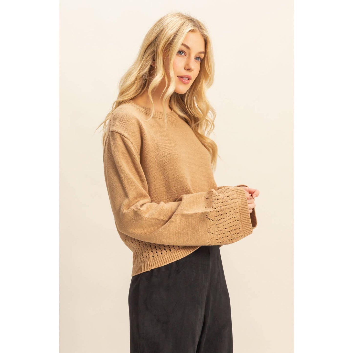 Betty Eyelet Detailed Long Sleeve Sweater