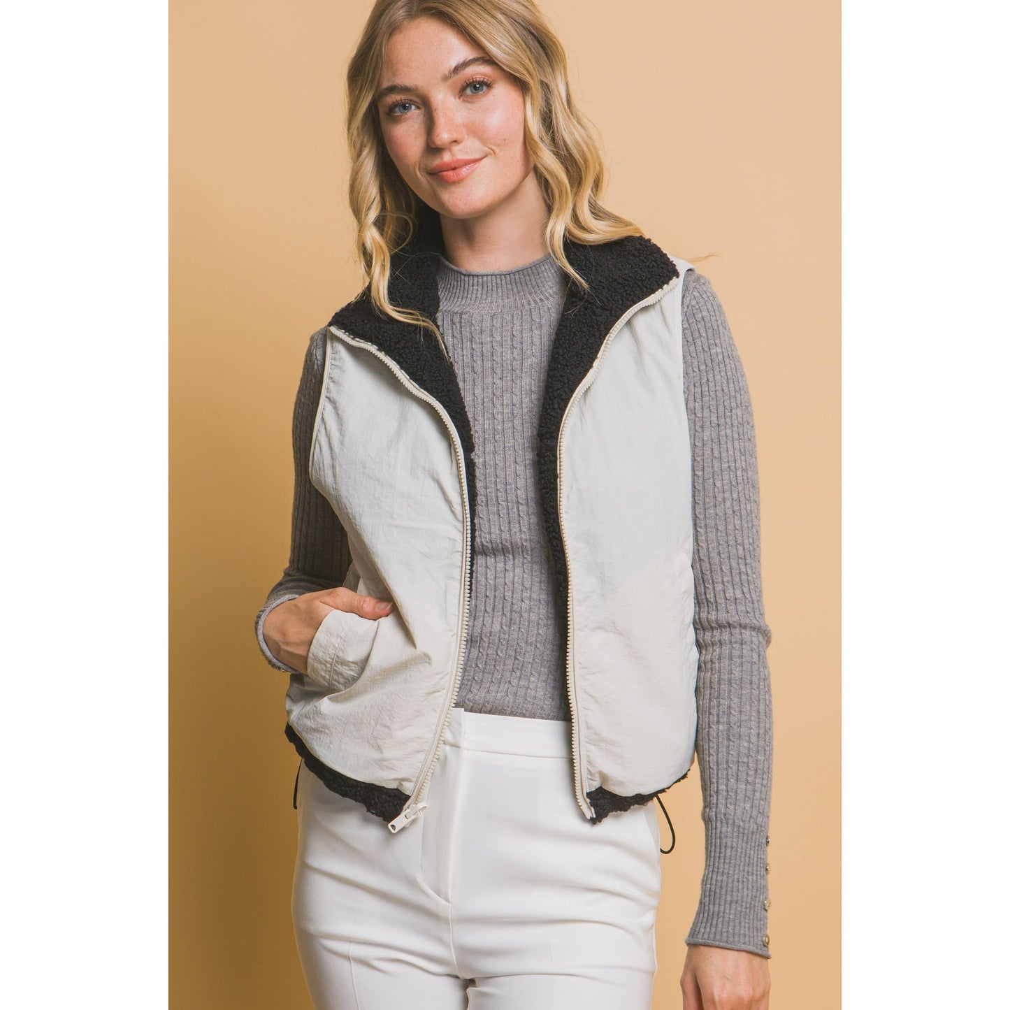 Reversible Fleece Vest With Pockets