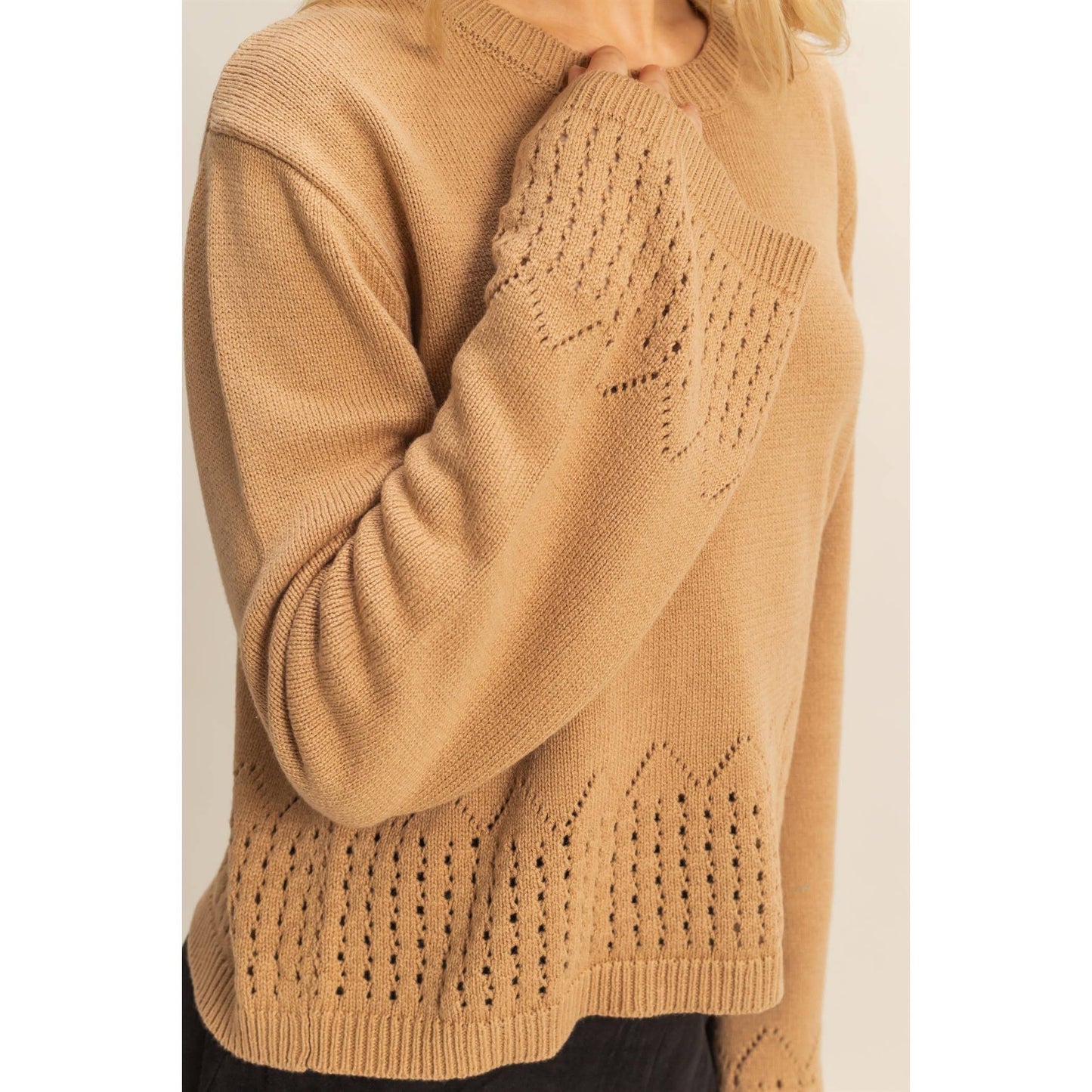 Betty Eyelet Detailed Long Sleeve Sweater