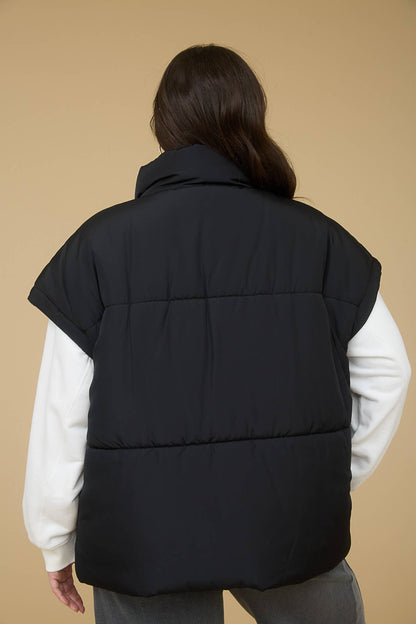 PLUS OVERSIZED SNAP BUTTON PUFFER VEST