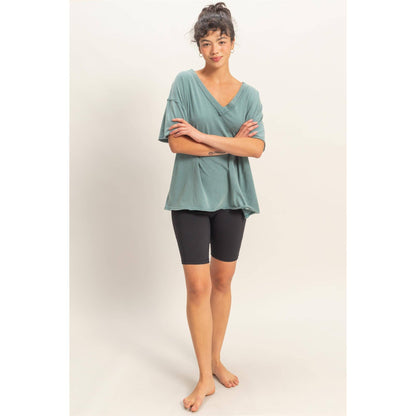 Washed V-Neck Oversized Tee