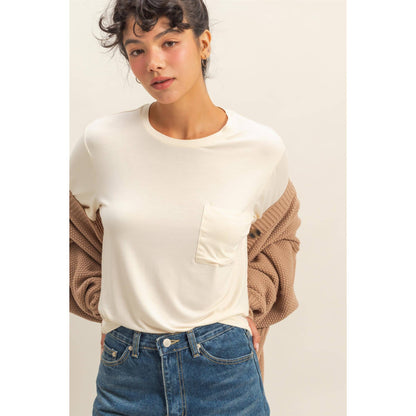 Classic Crew Neck Short Sleeve Pocket Top